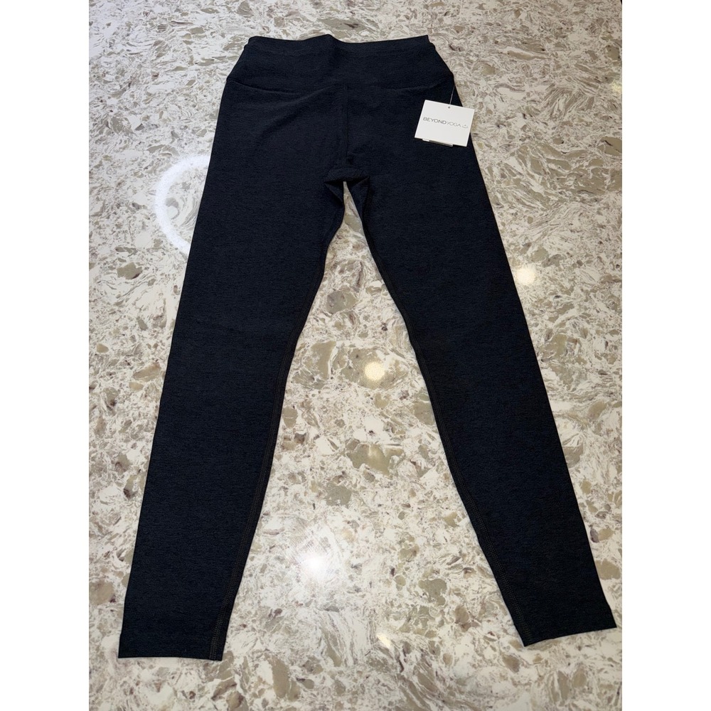 Beyond Yoga Womens layered High Waisted Spacedye Leggings black / black size S